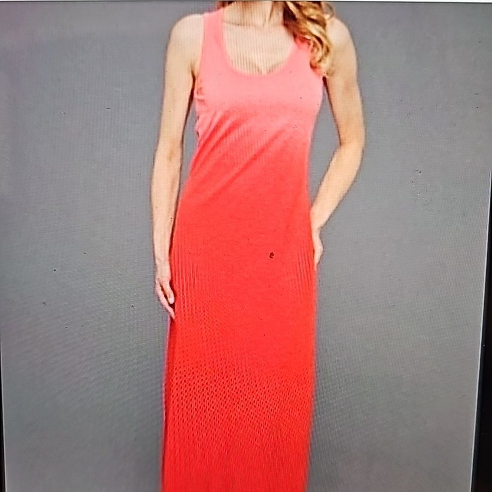 TOMMY BAHAMA Arden Ombré Tank Maxi Dress Beach Red Coral Pink Scoop Neck…